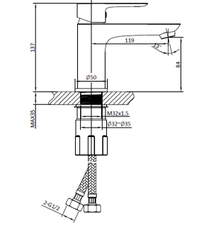 Смеситель для раковины AltroBagno Diretto 0107 Bi